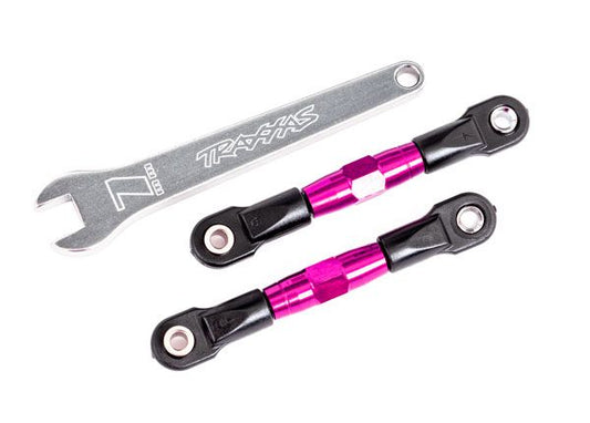 TRA2443P Traxxas Camber links, rear (TUBES pink-anodized, 7075-T6 aluminum, stronger than titanium) (2) (assembled with rod ends and hollow balls)/ aluminum wrench (1) (fits Drag Slash)