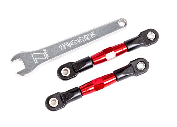 TRA2443R Traxxas Camber links, rear (TUBES red-anodized, 7075-T6 aluminum, stronger than titanium) (2) (assembled with rod ends and hollow balls)/ aluminum wrench (1) (fits Drag Slash)
