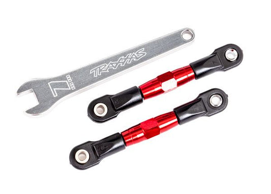 TRA2443R Traxxas Camber links, rear (TUBES red-anodized, 7075-T6 aluminum, stronger than titanium) (2) (assembled with rod ends and hollow balls)/ aluminum wrench (1) (fits Drag Slash)