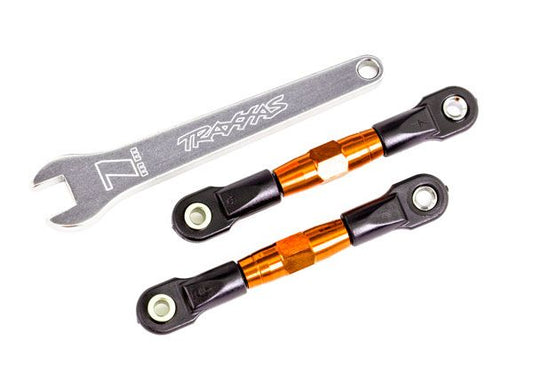 TRA2443T Traxxas Camber links, rear (TUBES orange-anodized, 7075-T6 aluminum, stronger than titanium) (2) (assembled with rod ends and hollow balls)/ aluminum wrench (1) (fits Drag Slash)