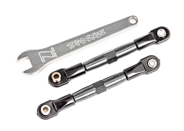 TRA2444A Traxxas Camber links, front (TUBES charcoal gray-anodized, 7075-T6 aluminum, stronger than titanium) (2) (assembled with rod ends and hollow balls)/ aluminum wrench (1) (fits Drag Slash)