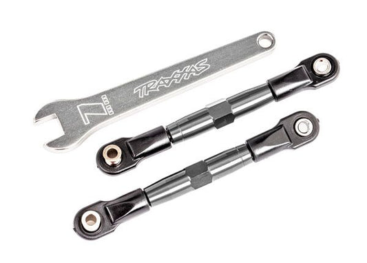 TRA2444A Traxxas Camber links, front (TUBES charcoal gray-anodized, 7075-T6 aluminum, stronger than titanium) (2) (assembled with rod ends and hollow balls)/ aluminum wrench (1) (fits Drag Slash)