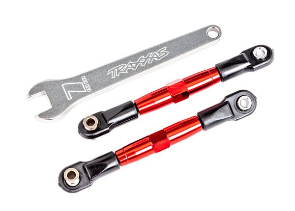 TRA2444R Traxxas Camber links, front (TUBES red-anodized, 7075-T6 aluminum, stronger than titanium) (2) (assembled with rod ends and hollow balls)/ aluminum wrench (1) (fits Drag Slash)