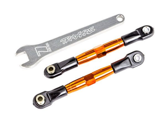 TRA2444T Traxxas Camber links, front (TUBES orange-anodized, 7075-T6 aluminum, stronger than titanium) (2) (assembled with rod ends and hollow balls)/ aluminum wrench (1) (fits Drag Slash)