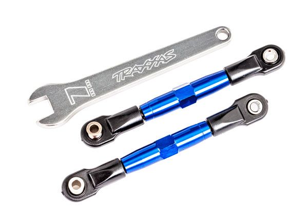 TRA2444X Traxxas Camber links, front (TUBES blue-anodized, 7075-T6 aluminum, stronger than titanium) (2) (assembled with rod ends and hollow balls)/ aluminum wrench (1) (fits Drag Slash)
