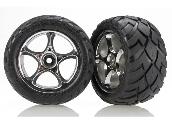 TRA2478R Traxxas Anaconda Rear Tires w/Tracer Wheels (2) (VXL Bandit) (Chrome) (Standard)