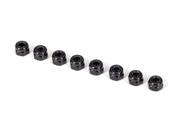 TRA2745X Traxxas Nuts, 3mm nylon locking, black (8)