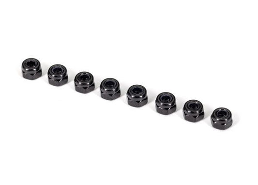 TRA2745X Traxxas Nuts, 3mm nylon locking, black (8)