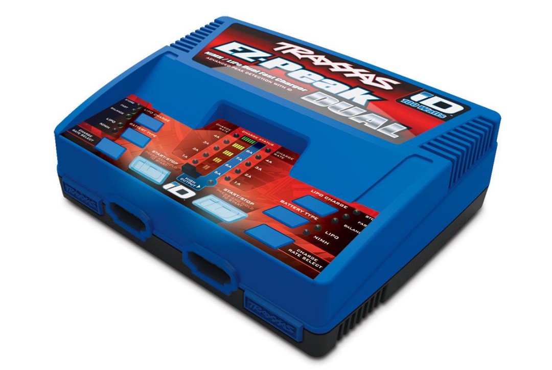 TRA2972 Traxxas Charger, EZ-Peak Dual, 100W, iD Auto Battery Identification
