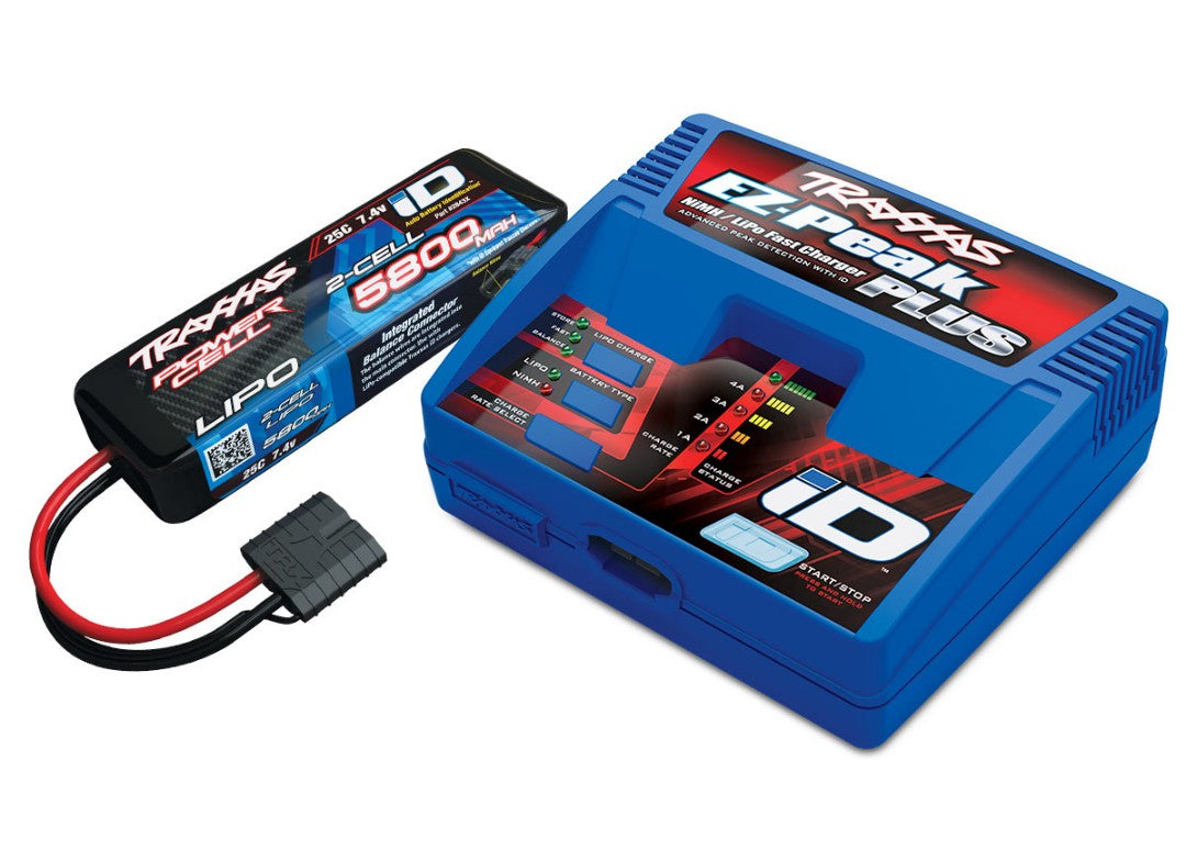 Traxxas EZ-Peak Multi-Chemistry Battery Charger (TRA2970) with 1x 5800mAh 7.4V 2Cell 25C LiPo Batteries (TRA2843X)TRA2992
