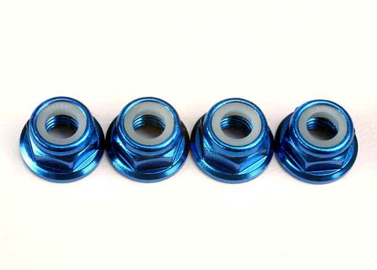 Traxxas Nuts, 5mm flanged nylon locking (aluminum, blue-anodized) (4) TRA4147X