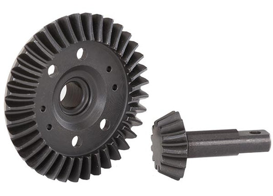TRA5379R Traxxas Ring gear, differential/ pinion gear, differential (machined, spiral cut) (front)