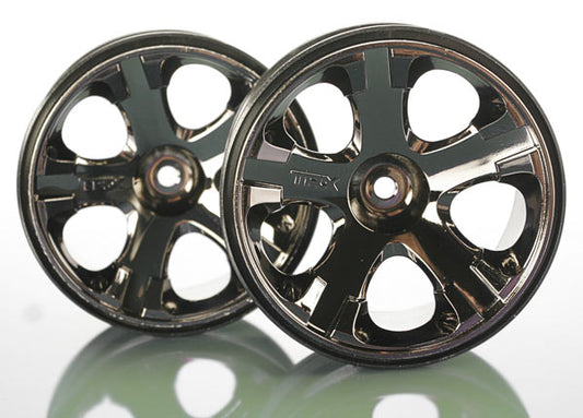 TRA5576A Traxxas 12mm Hex Wheels, All-Star 2.8" (black chrome) (nitro rear/ electric front) (2)