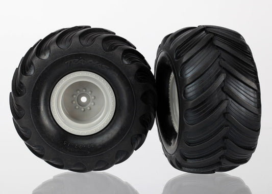 TRA7265 Traxxas 1/16 Monster Jam Replica Pre-Mounted Tire &amp; Wheel Set (2) (Gray)