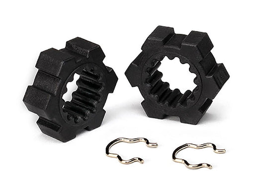 Traxxas Wheel hubs, hex (2)/ hex clips (2) TRA7756-BLK