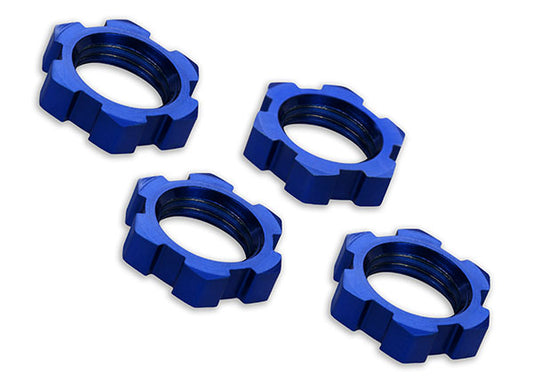 Traxxas Wheel nuts, splined, 17mm, serrated (blue-anodized) (4) TRA7758