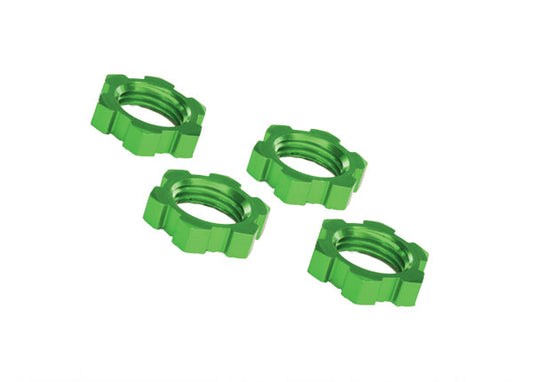 TRA7758G Traxxas Wheel Nuts, Splined, 17mm, Serrated (green-anodized) (4)