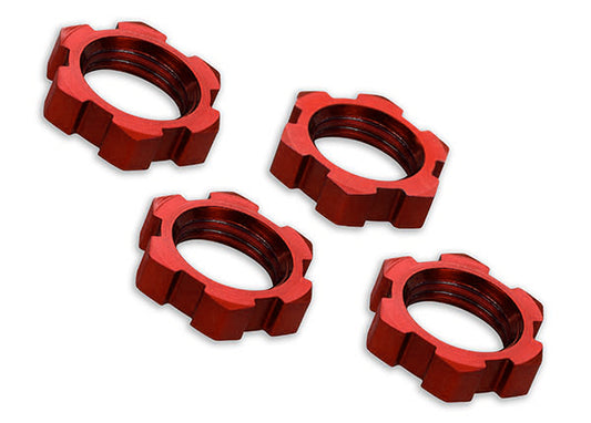 TRA7758R Traxxas Wheel Nuts, Splined, 17mm, Serrated (red-anodized) (4)