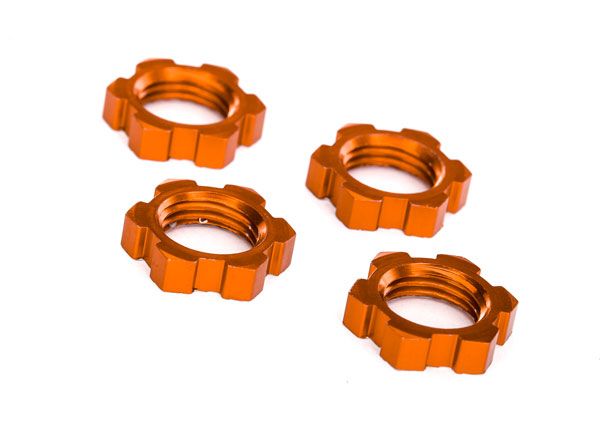 Traxxas Wheel Nuts, Splined, 17mm, Serrated (orange-anodized) (4) TRA7758T