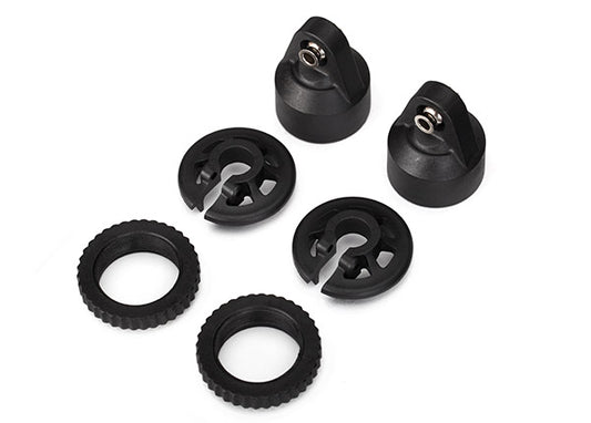 TRA7764 Traxxas X-Maxx GTX Shock Cap, Spring Collar &amp; Adjuster Nut (2)