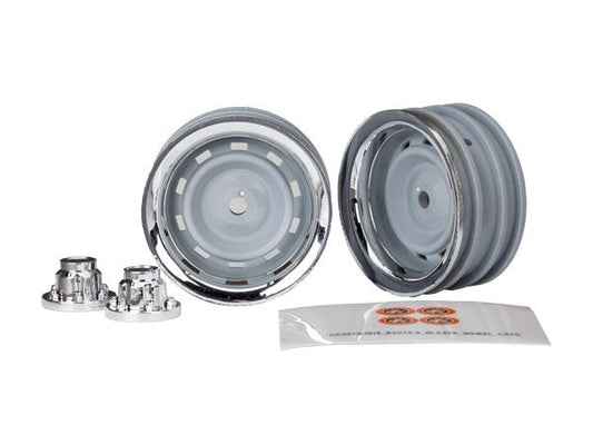 TRA8165 Traxxas Wheels, 1.9", chrome (2)/ center caps (2)/ decal sheet (requires #8255A extended stub axle)