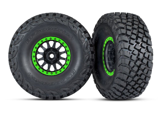 Traxxas Tires & wheels, Method 101 black w/green Baja KR3 (2) TRA8474-GRN