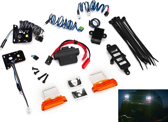 TRA8035 Traxxas Bronco LED light set, complete with power supply (contains headlights, tail lights, side marker lights, distribution block, and power supply) (fits TRA8010 body)